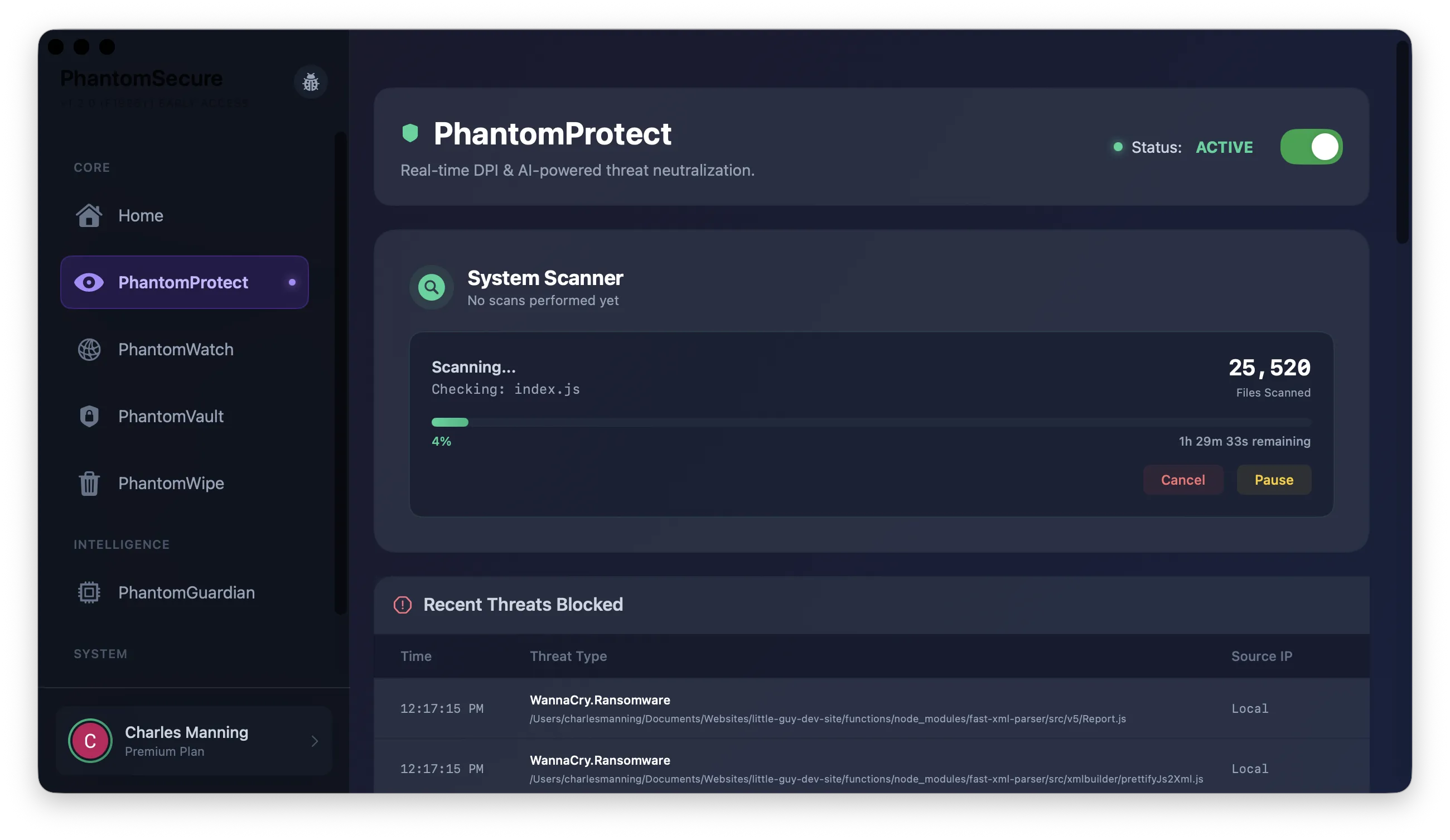 PhantomProtect On-Device Malware Protection Engine blocking threats directly on Mac