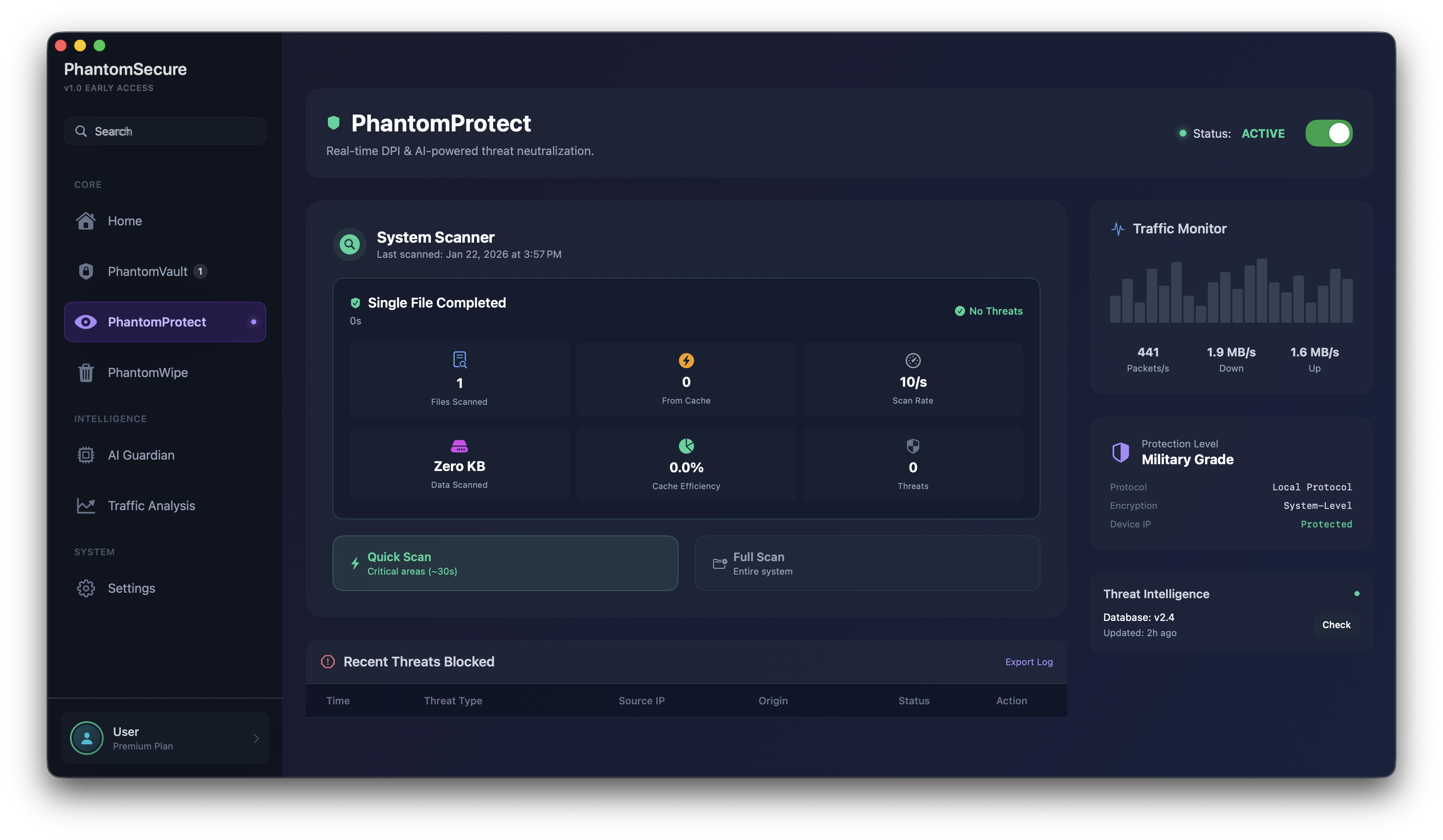 PhantomProtect Dashboard